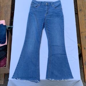 Free People Blue Flared Crop Jeans